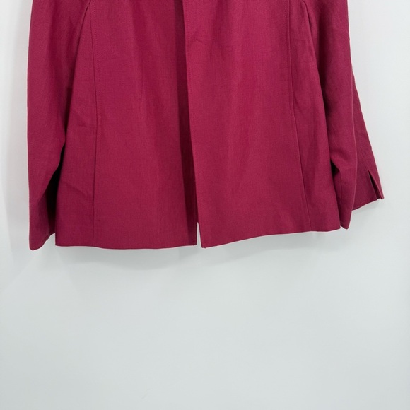 Talbots Jacket Womens Size XL Pure Irish Linen Blazer Open Front Pockets berry - Picture 3 of 9